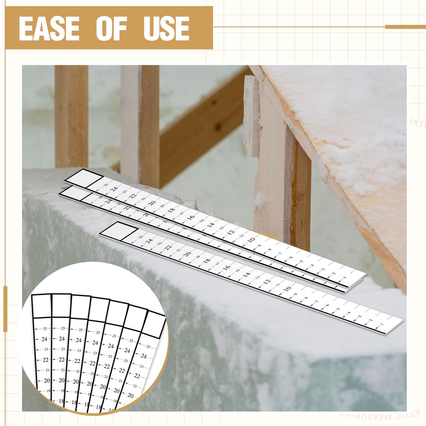 Saysurey Attic Measuring Rulers (Case of 200), 25 Inch, Card Stock, Attic Insulation R Value Ruler for Insulators Ceiling Insulation
