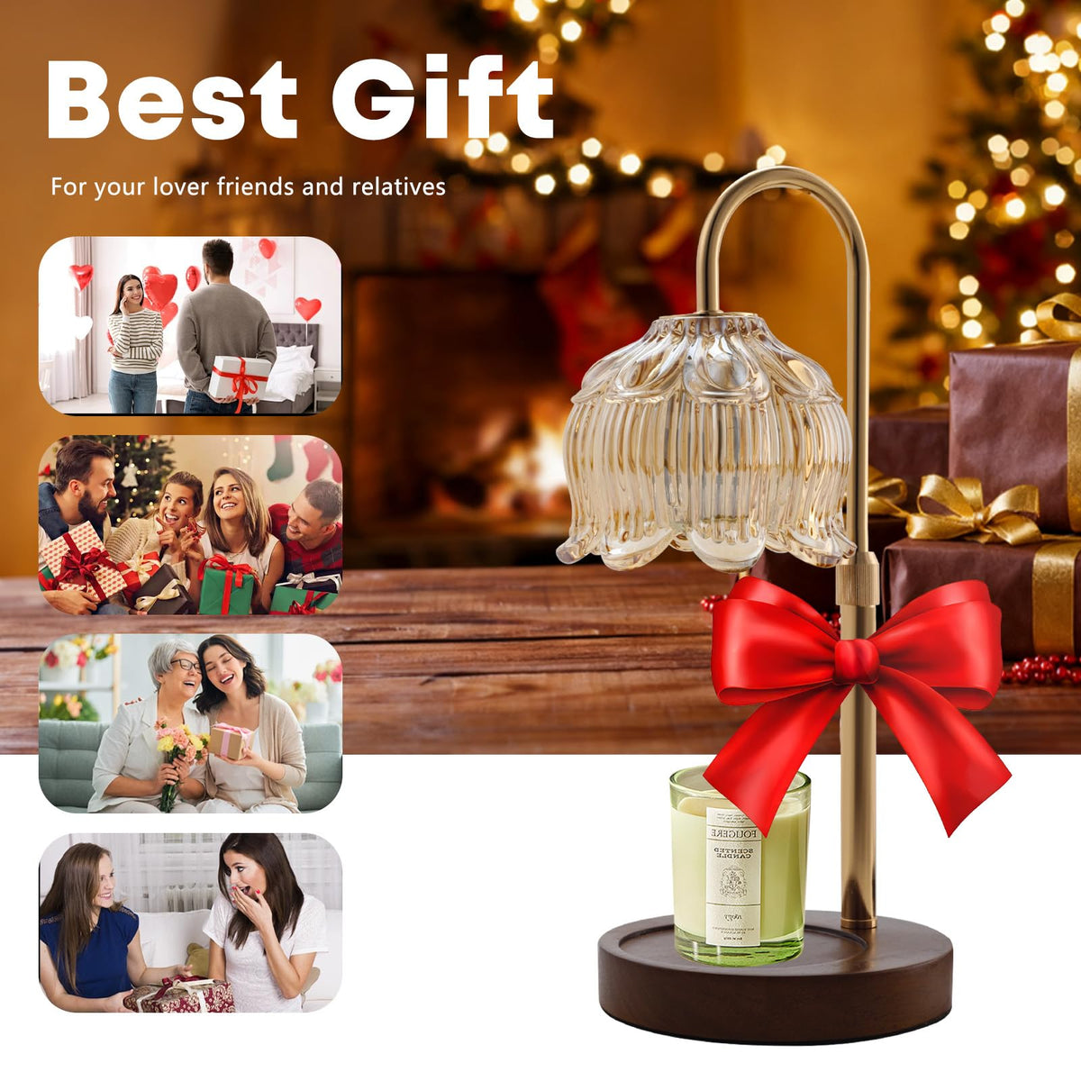 GEEZO Fragrance Candle Warmer Lamp，Electric Candle Warmer with Timer & Dimmer，Mom Christmas Birthday Gifts for Women, House Warming Gifts New Home Bedroom Decor