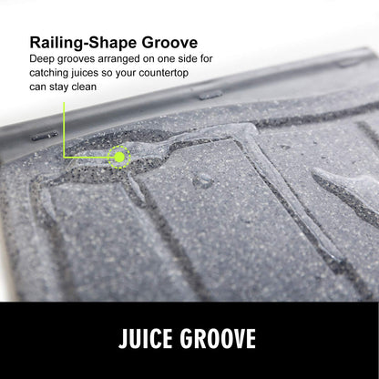 Extra Large Plastic Cutting Board, 16" Non-Slip Cutting Board for Meat, Thicker Kitchen Chopping Board, Unique Design with Multiple Juice Grooves! BPA Free, Dishwasher Safe, Easy Grip Handle (Grey)