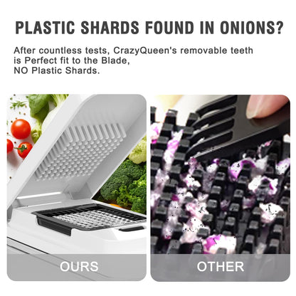 Vegetable Chopper: 10 in 1 Food Chopper - Onion Vegetable Slicer Cutter Dicer, Veggie Cutter with Container, 7 Blades, Kitchen Gadgets for Carrot Salad Garlic Potato Slicer