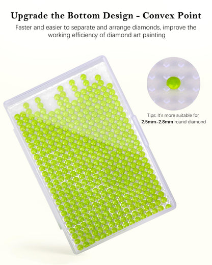 Diamond Art Storage for Beads Storage&Line-Up, 45 PCS 2-in-1 Diamond Painting Storage, Convex Point Bottom Design Diamond Art Accessories with Lids for Diamond Painting Crafters