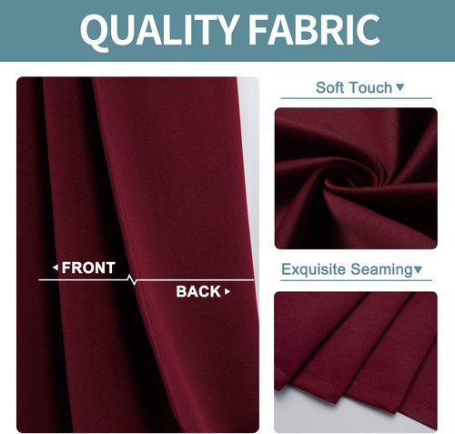 ChrisDowa Blackout Curtains - Thermal Insulated Room Darkening Panels, Burgundy Red, 42W x 84L - 2 Set