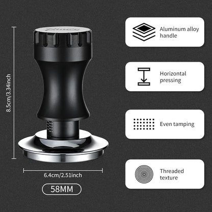 Bincoo Espresso Tamper 58mm, Adjustable Depth Stainless Steel Base Tamper for Barista Home, Fits 58mm Portafilters
