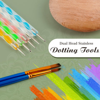 Mandala Rock Painting Kit - Mandala Dotting Tools Kit - 5 Large Wooden Rocks for Painting with 6 Stencil Supplies, Dotting Tools for Painting - Dot Art and Crafts for Adults Women - Mothers Day Gift