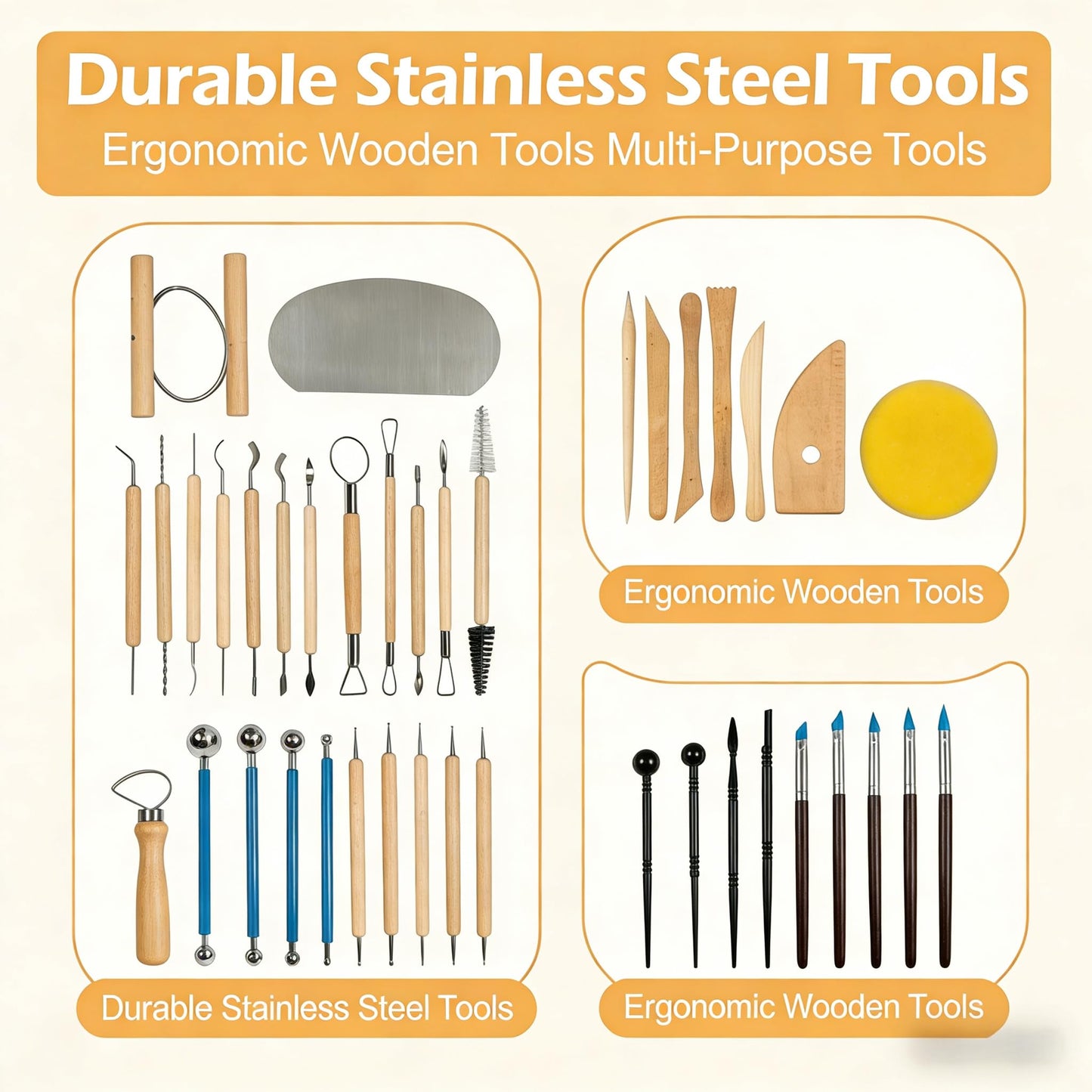 DaChihSheng 43 Pcs Clay Tools Kit Pottery Tools Polymer Clay Sculpting Tools Kit for Carving Air Dry Clay Tools Set for Adults Clay Sculpting Tools Ceramic Tools Graving Tools use for DIY Handicraft