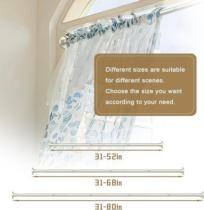GXOACKJ Brushed Nickel Shower Curtain Rod - Adjustable 31-80 Inch Spring Tension, No Drill, Rust-Resistant