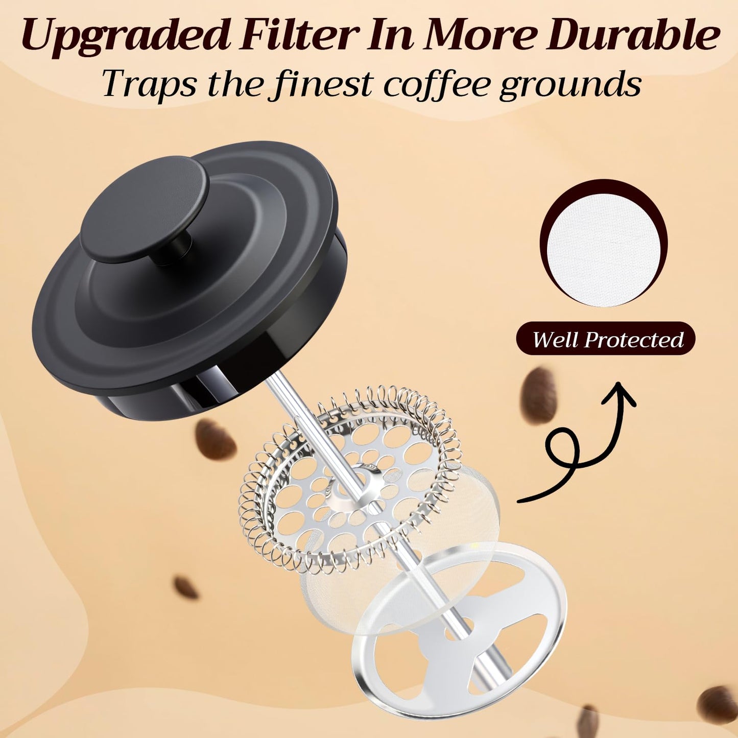 LemonRoad 4 Pack French Press Coffee Maker Borosilicate Glass Coffee Press Heat Resistant Stainless Steel Tea Maker for Travel Camping Kitchen Gifts Includes Pot Filters(12oz)