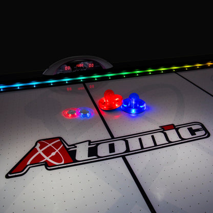 Atomic Top Shelf 7.5’ Air Hockey Table – Arcade Style Table with 120V High‑Power Motor, LED Lumen‑X Lighting, High‑Speed PVC Play Surface & LED Accessories