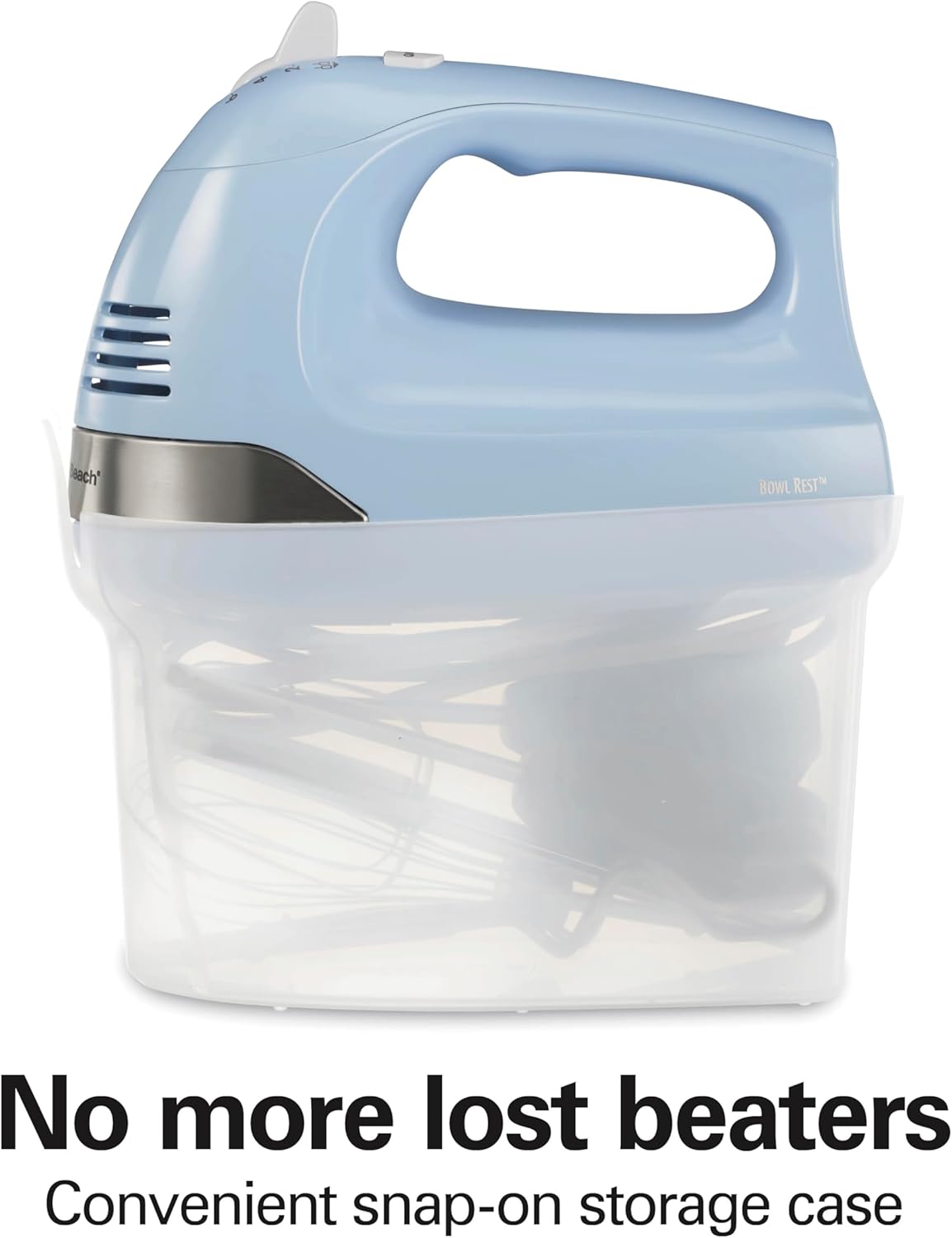 Hamilton Beach 6-Speed Electric Hand Mixer with Whisk, Dough Hooks, Easy Clean Beaters, 275 Watts, Blue