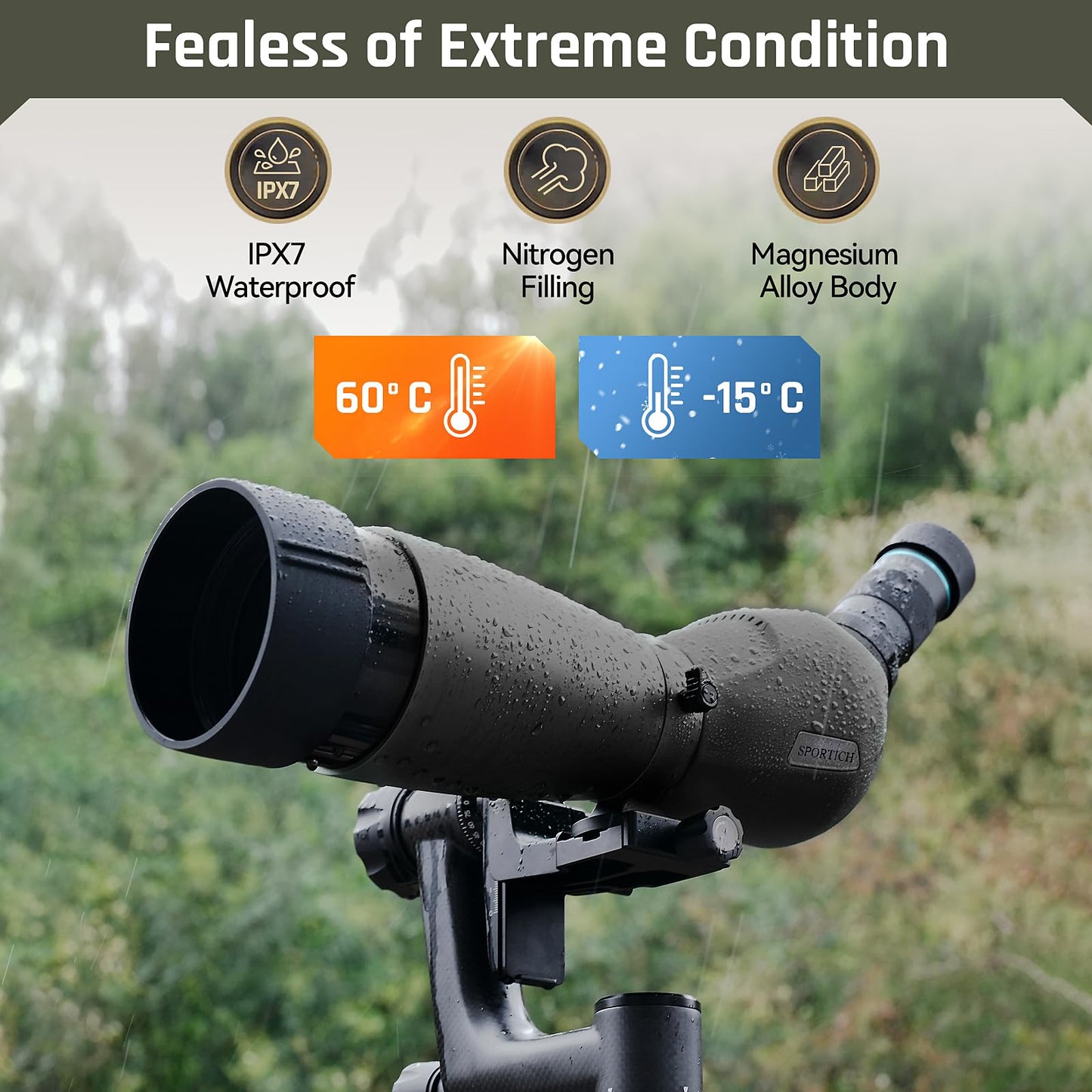 SPORTTICH Beyond 20-60x80 ED Spotting Scope, HD Optical System, Dual Focusing, Fog&Waterproof, Detachable Eyepieces, Smartphone Adapter, for Hunting, Target Shooting, Bird Watching