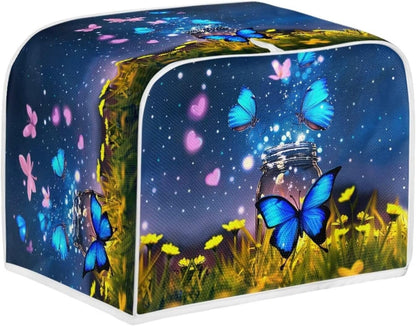 Talayituse Butterfly Heart Flower Print Toaster Covers - Dust Protection for Bread Maker, Washable Appliance Cover