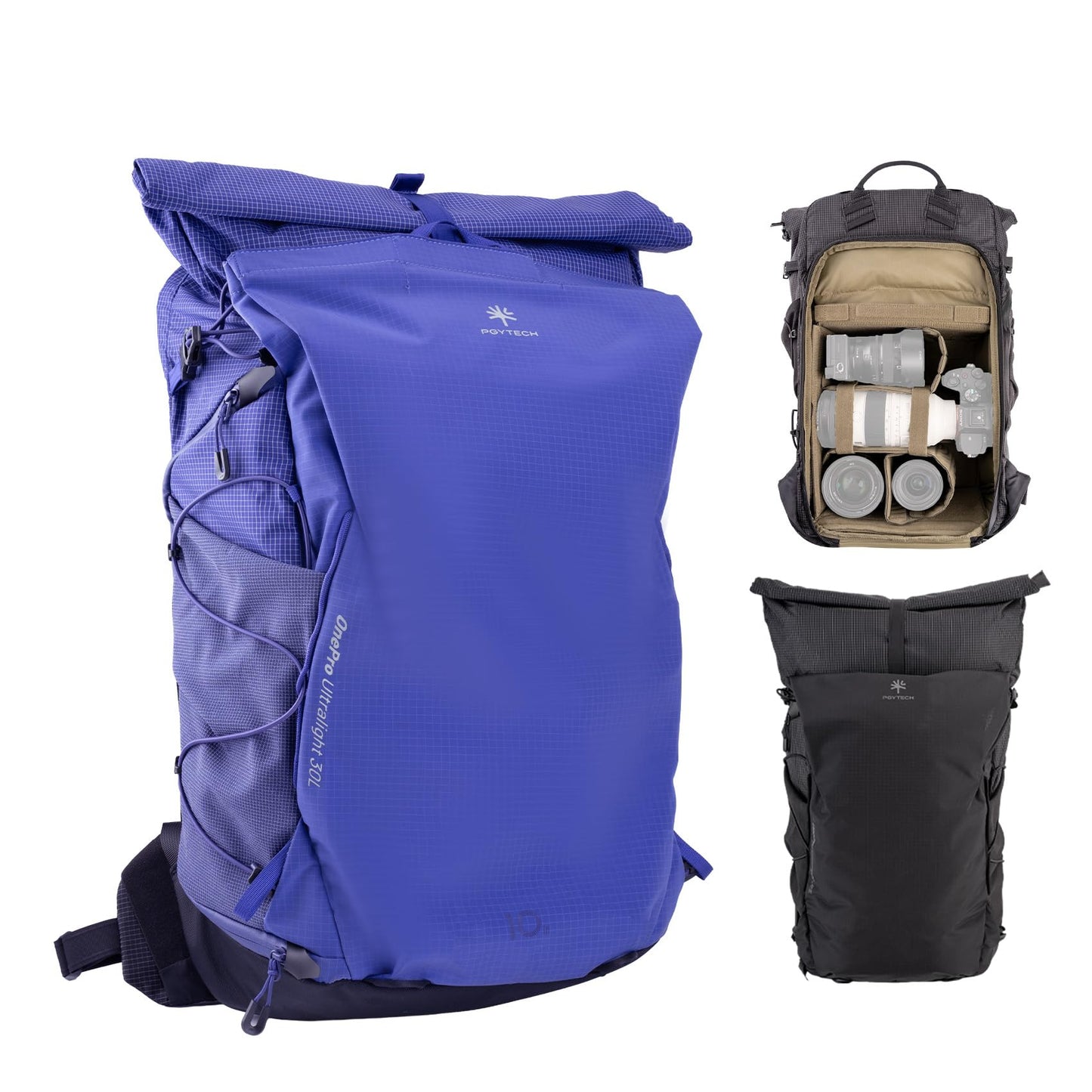 PGYTECH OnePro Ultralight Camera Backpack, Expandable Camera Bag 30L for Photographers, Outdoor Travel Bag with Dividers and 16" Laptop Sleeve, Compatible with DSLR/Drones/Mirrorless (Aurora Purple)