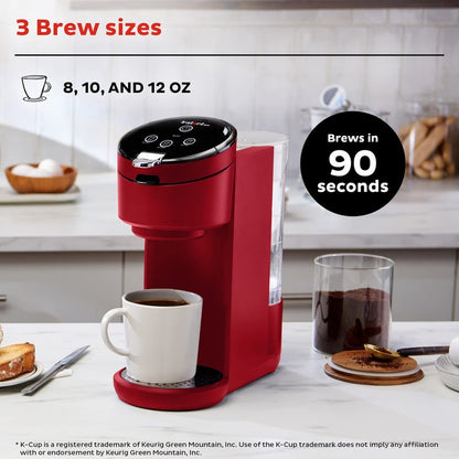 Instant Solo Single Serve Coffee Maker, From the Makers of Pot, K-Cup Pod Compatible Brewer, Includes Reusable & Bold Setting, Brew 8 to 12oz., 40oz. Water Reservoir, Red