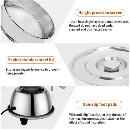 Sidasu Automatic Vibrating Sieve Shaker – 40 Mesh + 60 Mesh Flour Sifter, Electric 110V 55W Sifter Machine for Flours, Herbal Powder