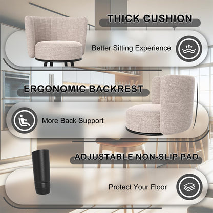HONIFUR Bar Stools Set of 4, 27" Tufted Modern Counter Height Bar Stools, Upholstered Barstools with Back & Footrest Metal Legs, Stools for Kitchen Island, Counter, Cafes, Dining Room (Beige)