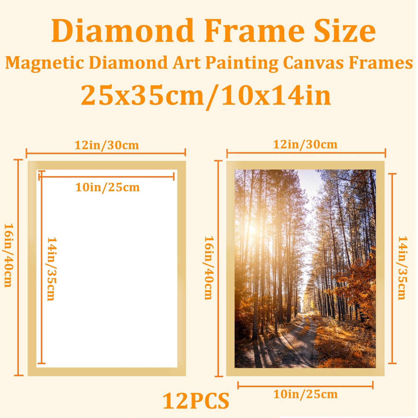 QUKLOGEN Diamond Art Frames 30x40cm,Magnetic Diamond Art Painting Canvas Frames 12"x16",PVC Self Adhesive with Hooks Suitable for 10x14 inches Pictures for Home Office Wall Door Decor