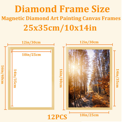 QUKLOGEN Diamond Art Frames 30x40cm,Magnetic Diamond Art Painting Canvas Frames 12"x16",PVC Self Adhesive with Hooks Suitable for 10x14 inches Pictures for Home Office Wall Door Decor