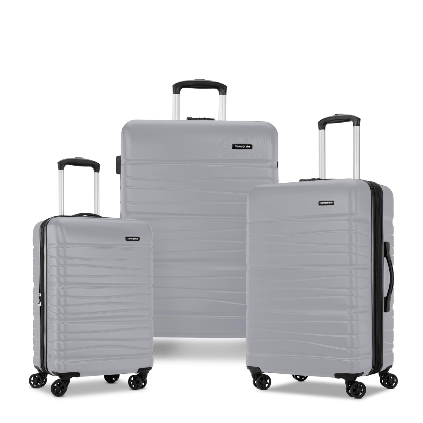 Samsonite Evolve SE Hardside Expandable Luggage with Double Spinner Wheels, Titanium, 3PC Set (CO/M/L)