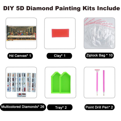 Diamonds Art Painting Kits for Adults DIY The Last Supper Christmas Gift 5D Round Diamonds Art Painting Full Drill Jesus Crystal Gem Home Wall Decor