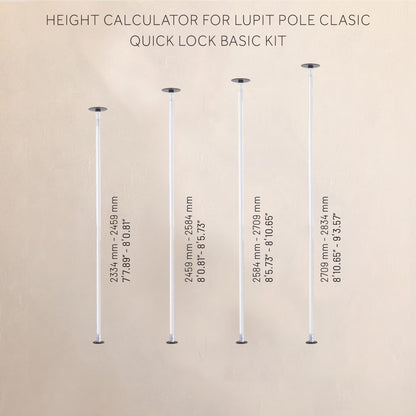 LUPIT POLE Classic G2 Quick Lock - Portable Dance Pole for Home - Spinning & Static Mode - Professional Pole Dancing Pole for Apartment, Club & More - Easy Installation - No Drilling (White, 45 mm)