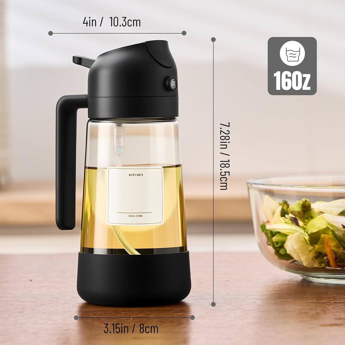 2 1 470ML/ 16OZ Baking(1PC PARACITY Oil Dipenser Bottle with Silicone Bottom, in Olive Oil Sprayer and Dispenser, Oil