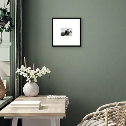 Americanflat 14x14 Picture Frame with Polished Plexiglass - Use as 4x6 Frame with Mat or Display 14x14 Photo Without Mat - Streamline Collection - Thin Border Square Frames for Wall Display - Black