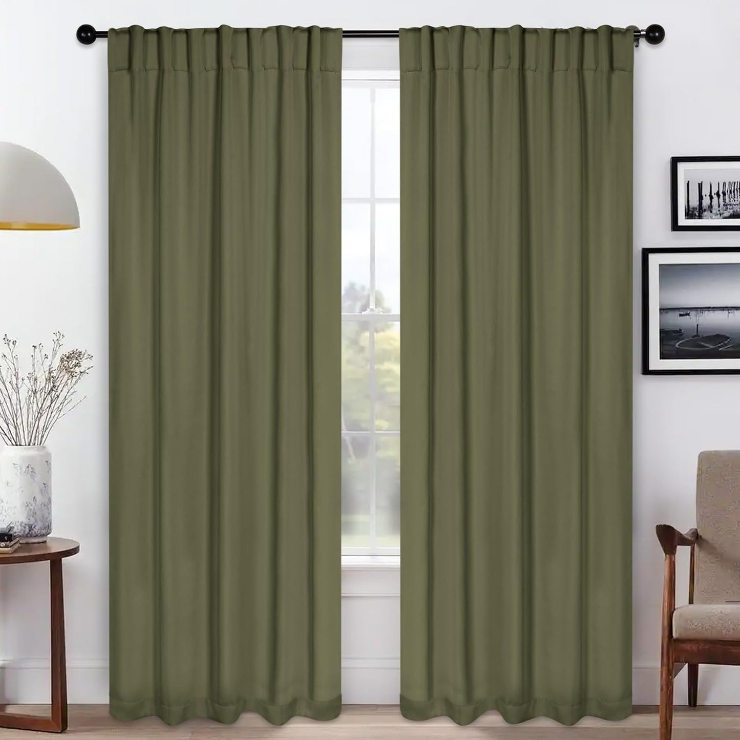2 Pack, Set 2, 52" 72", Superior Blackout Curtains, Room Darkening, Bedroom, Drapes, Kitchen, Living Room Window