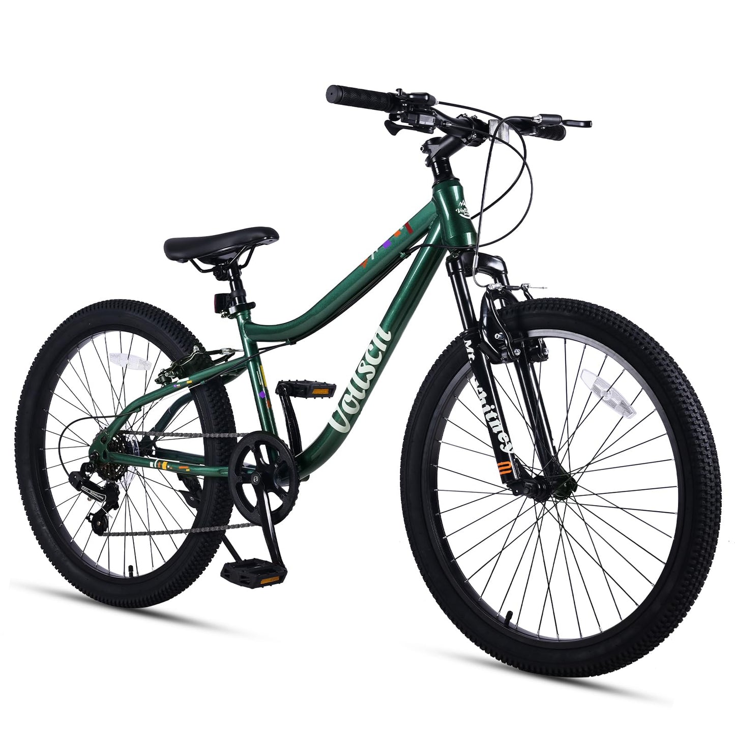 vollsch 24 Inch Kids Mountain Bike for 9-15 Years Old Boys Girls Teens 6-Speed Child MTB Bicycle with Front Suspension Fork, Dark Green