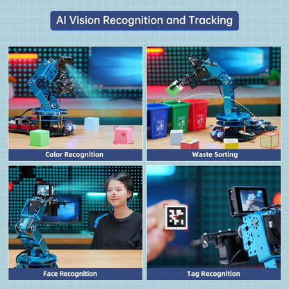 Robotic Arm for Arduino AI Vision & Voice Interaction 6DOF Serial Bus Servo Smart Robot Arm, STEM Project Educational Robot & Engineering Kits, Science/Coding/Programming Set, LeArm AI Standard Kit