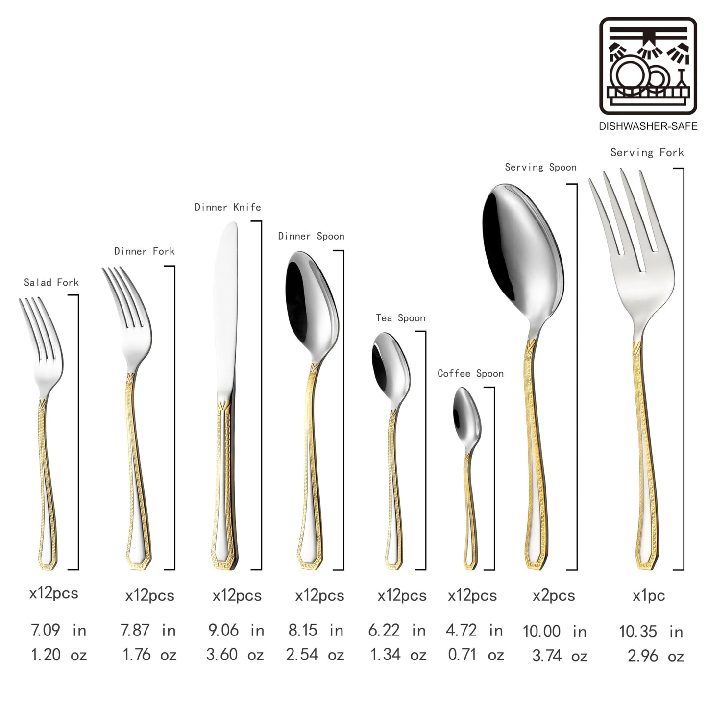 Venezia Collection 75-Pc Luxury Flatware Set for 12 w/Storage Case 24K Gold Premium Dining Cutlery Service - 18/10 Surgical Stainless Steel Silverware Hostess Serving Set in a Chest