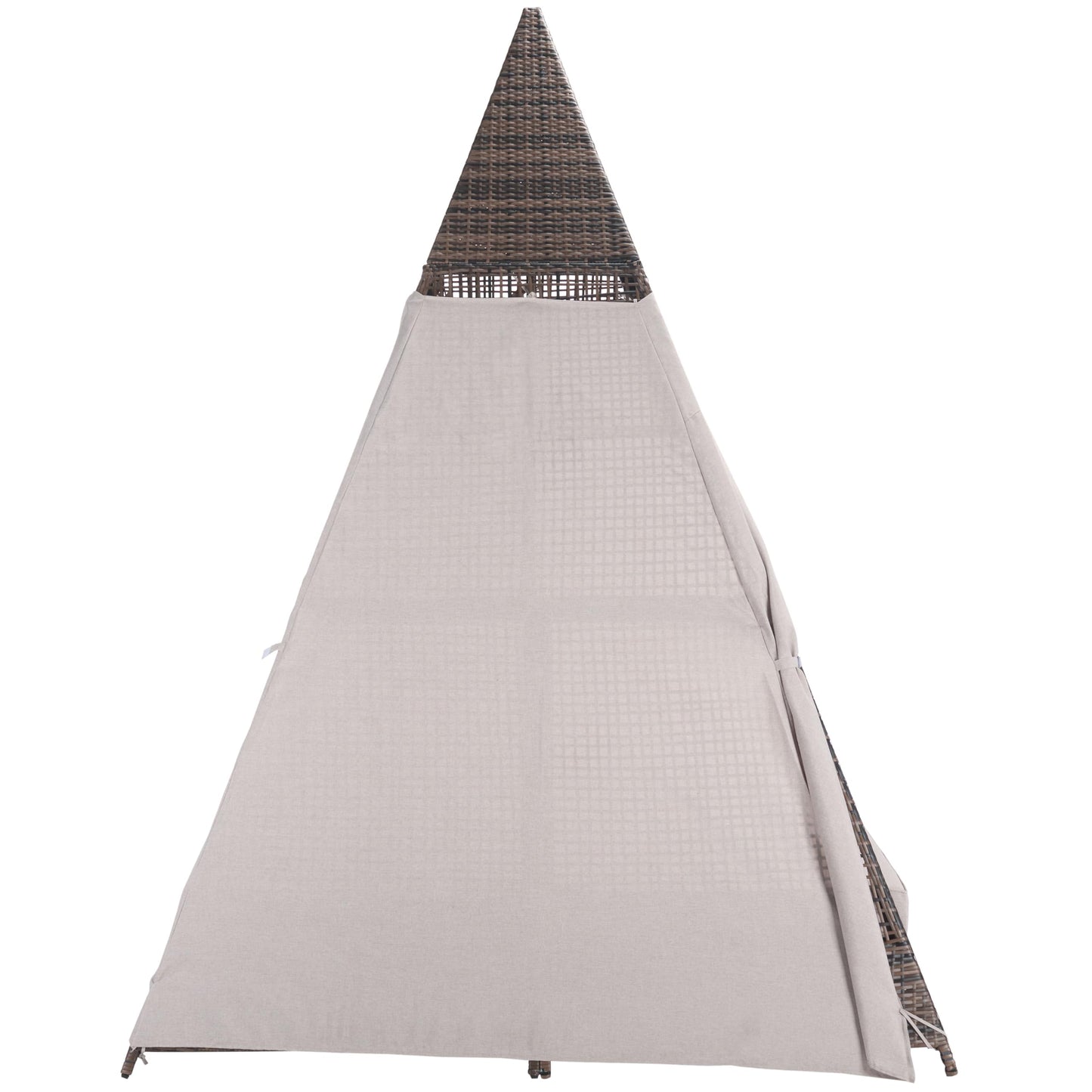 SAFAVIEH Outdoor Patio Furniture Collection – Bongo Grey & Light Grey Wicker Outdoor Daybed with Canopy, Modern Pyramid Design (PAT7736B)