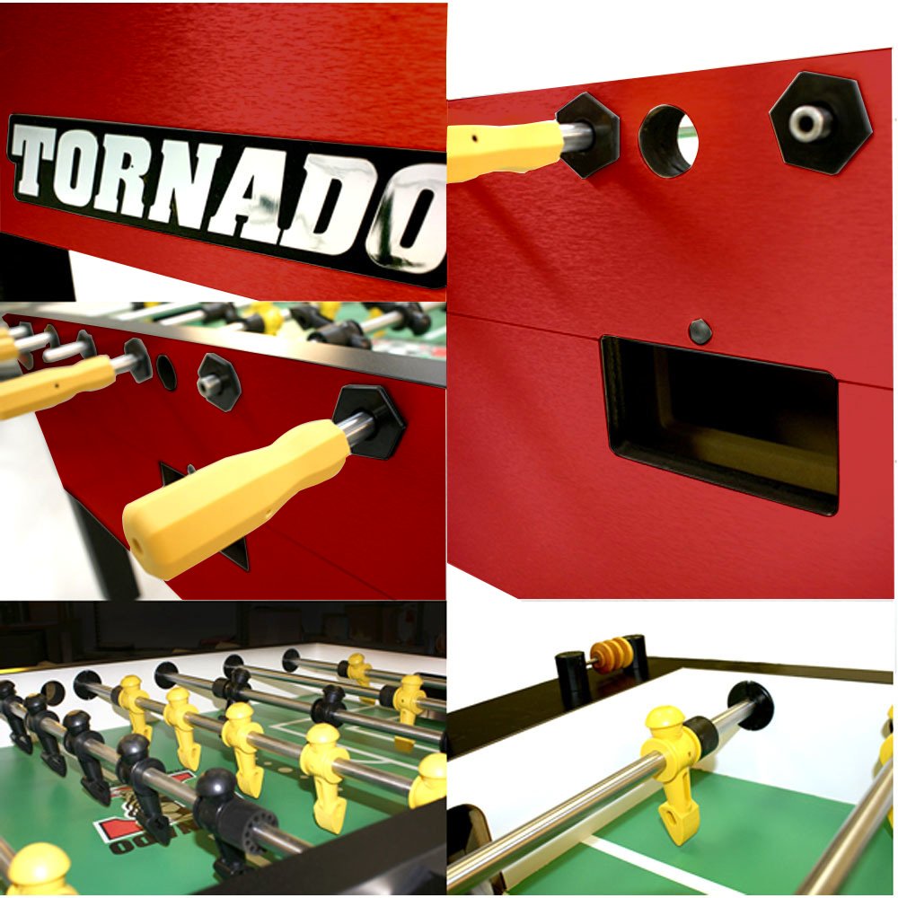 Tornado Tournament 3000 Foosball Table - Made in the USA - Commercial Quality for the Home - Incredible Table Soccer Game (3 Man Goalie, Red)