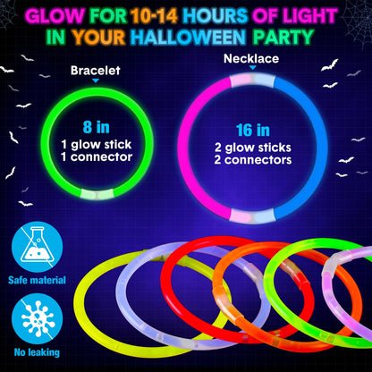 Blosssound 36 Sets Halloween Gifts 36 Halloween Cat Greeting Cards with 108 Glow Sticks Halloween Party Favors for Halloween Goodie Bag Fillers Glow in the Dark Decor Supplies