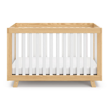Storkcraft Beckett 3-in-1 Convertible Crib – GREENGUARD Gold Certified, Fits Standard Crib Mattress, Converts to Toddler Bed and Daybed, 4 Mattress Heights, Grow-with-Me Design (Natural and White)