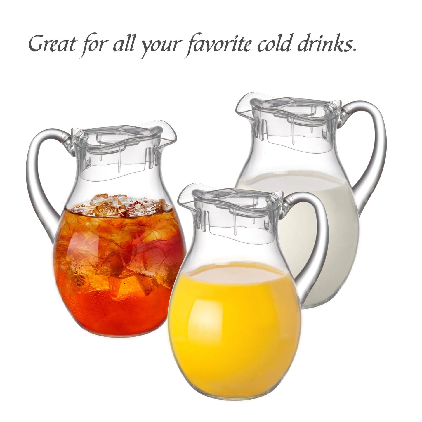 Amazing Abby - Bubbly - 2-Pack Acrylic Pitcher (72 oz), Clear Plastic Water Pitcher with Lid, Fridge Jug, BPA-Free, Shatter-Proof, Great for Iced Tea, Sangria, Lemonade, Juice, Milk, and More