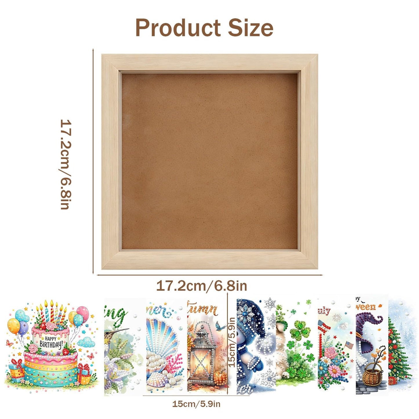 DIYDeligths 9Pcs Interchangeable Seasonal Holiday Pearl Painting Kit DIY Diamond Art Craft Wood Frame for Home Desktop Wall Decor (Seasons Festivals)