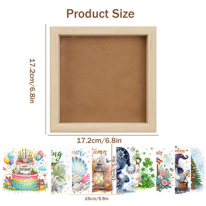 DIYDeligths 9Pcs Interchangeable Seasonal Holiday Pearl Painting Kit DIY Diamond Art Craft Wood Frame for Home Desktop Wall Decor (Seasons Festivals)