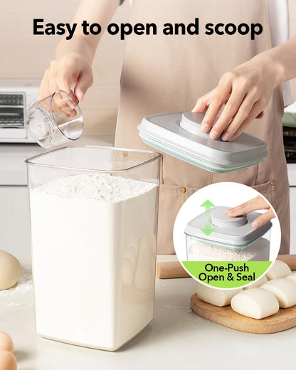 130ml 4L/4.2qt Ankou Airtight Pop Food Storage Container with Lid & Scoop, BPA-Free Cereal, Rice, Flour, Pasta & Snack