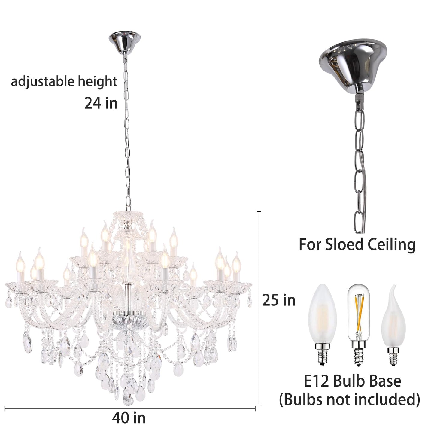 Uboxin 18-Light Double Layer Crystal Chandelier Transparent Modern Ceiling Pendant Light with K9 Crystal for Living Room Dining Room Bedroom Kitchen (Clear 18)