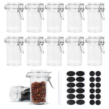 Homelike Style 2.3 oz Small Glass Stash Jars with Labels, 12 Pack Mini Spice jars with Airtight Seal, Empty Spice Bottles with Silicone Rubber Gasket for Herb Tea Seasoning Storage