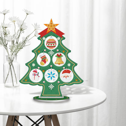 AiYuanzsh Christmas Tree Diamond Art Tabletop Ornament with Christmas Hanging Charms, Acrylic Double-Sided Special Shape Diamond Painting Desktop Decoration Kit, DIY Large Festive Crafts