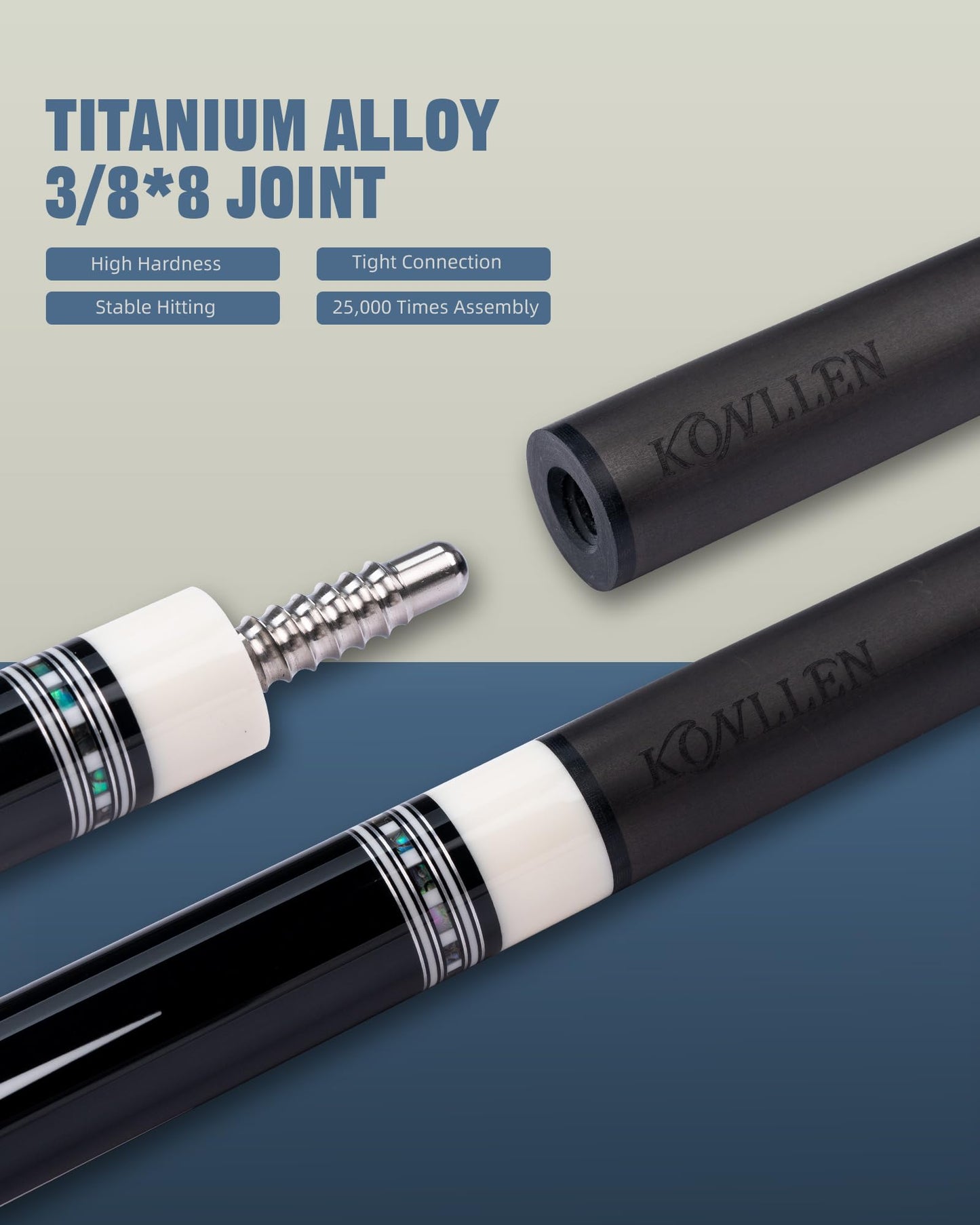 KONLLEN 2.0 Carbon Fiber Pool Cue with Professional Taper | Low Deflection Hand-Made Inlay Billiard Stick | Ultra-Smooth Shaft for Adult & League Players