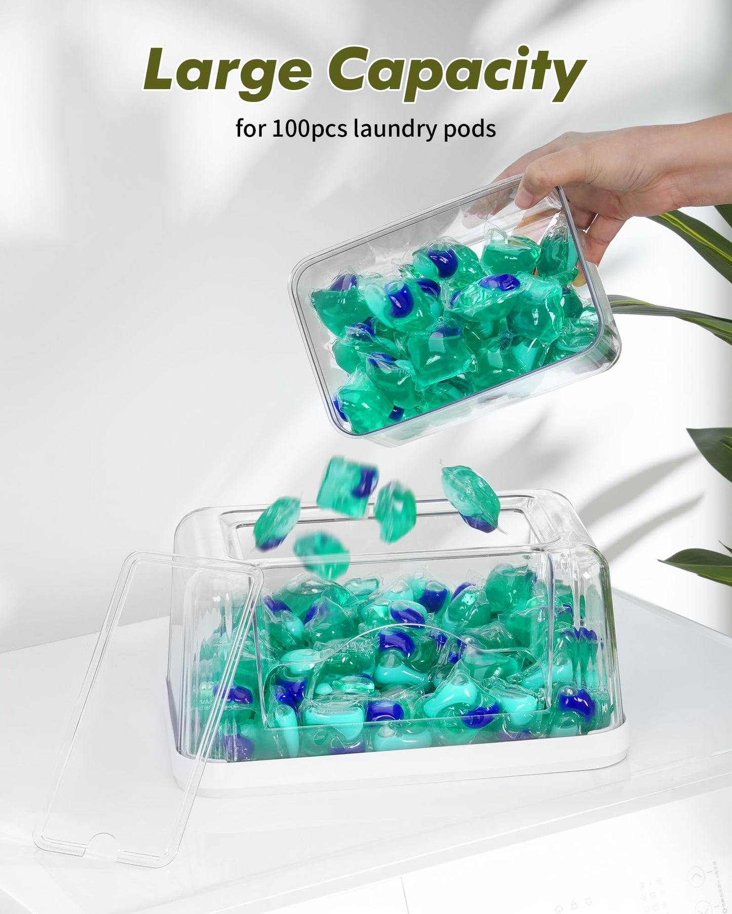 iCASA Trash Bag Dispenser Dishwasher Pod Organizer, 3 in 1 Grocery Garbage Bags Holder Storage Box Clear Laundry Room Pods Dishwasher Tab Cleaner Tablets Container Pantry Kitchen Under Sink Organizers