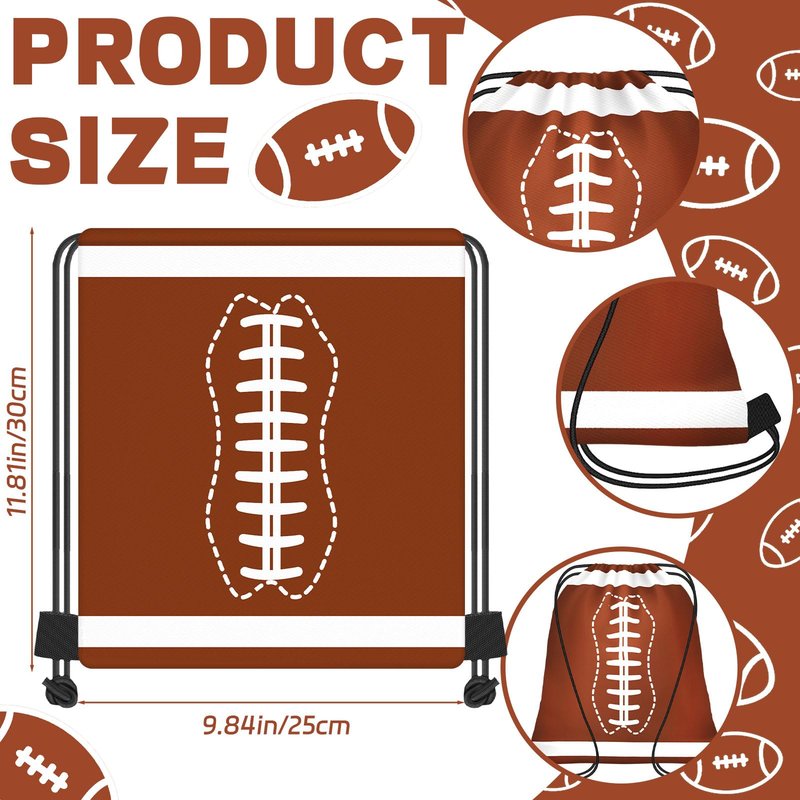 Denylo pro 24 Sets Football Water Bottle with Football Drawstring Bag Set Plastic Brown Water Bottles for Rugby Player Sport Gym Party Favor