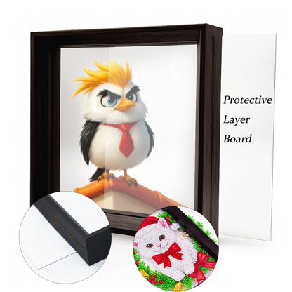 Eiflow Tabletop Diamond Art with Black Wood Frame, Desktop Diamonds Painting Kit for Adults Bird, DIY Acrylic Gem Art Painting on Stand Board Kit