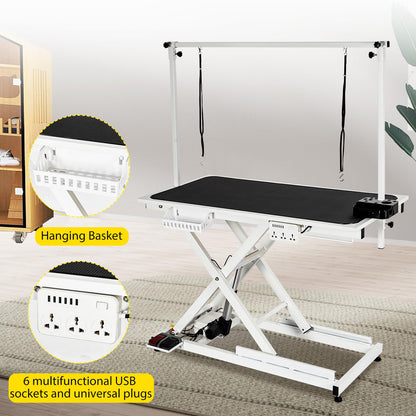 COZONY 50inch Hydraulic Dog Grooming Table,300LBS Electric Grooming Table for Dogs, Professional Pet Grooming Station for Large & Small Dogs