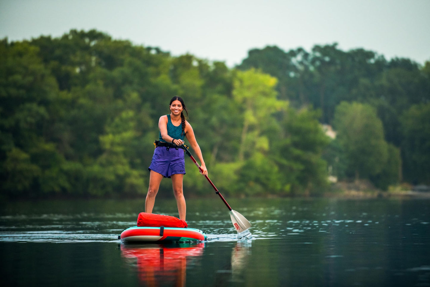 Pelican LoungeBoard Inflatable SUP - Recreational Stand Up Paddle Board - Yoga and Adventure Ready - Bag & Paddle Included - 9ft - Turquoise