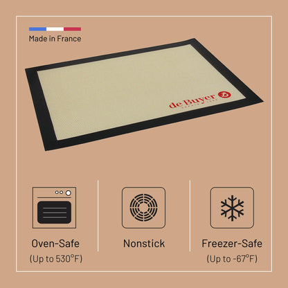 de Buyer AIRMAT Perforated Silicone Baking Mat - 15.75” x 11.8” - Perfect for Bread, Tarts, Croissants & Choux Paste - Easy to Clean