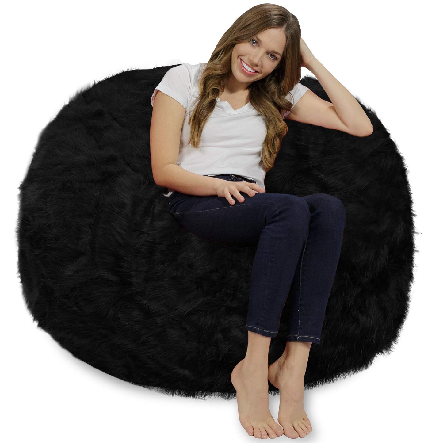 Chill Sack - Bean Bags Memory Foam Bean Bag Chair, 4-Feet Plush Faux Fur Cover
