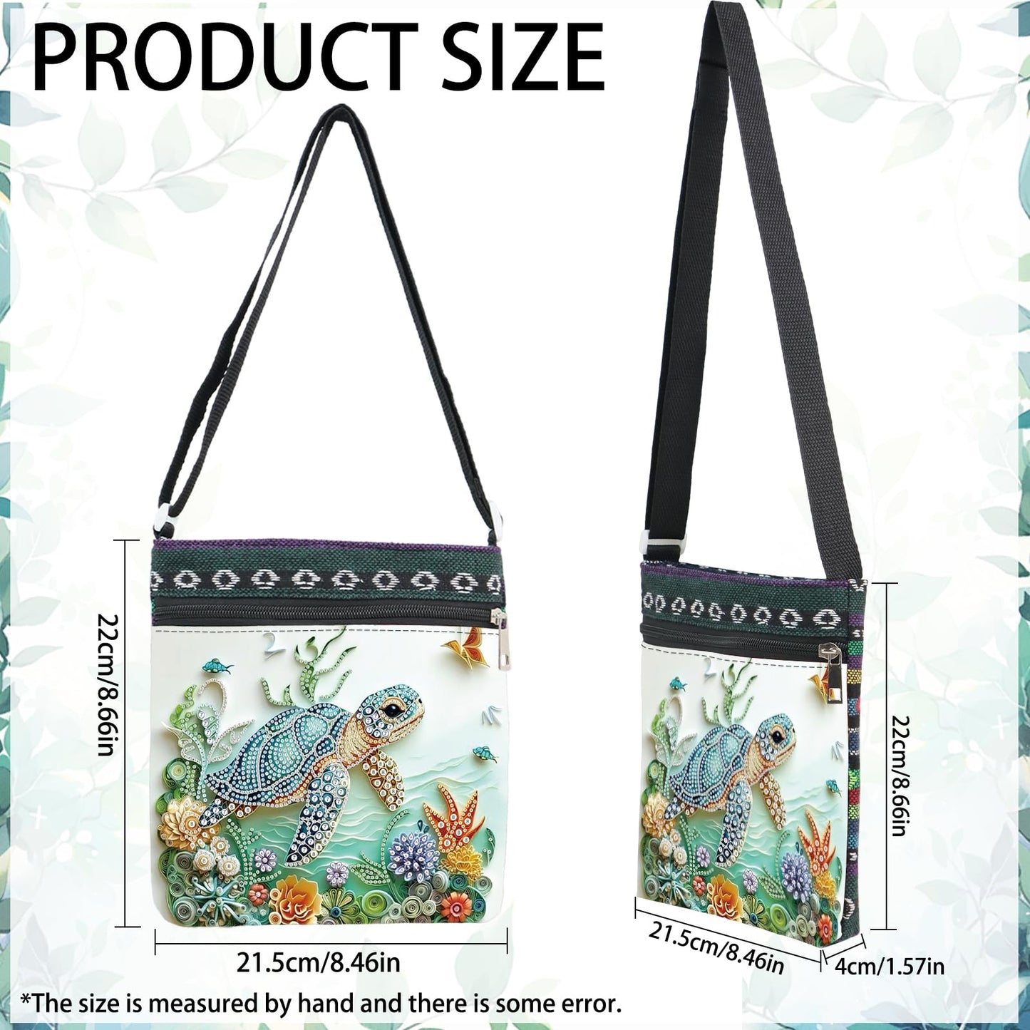 5D Diamond Painting Shoulder Bag – DIY Sea Turtle Design with Special Shaped Crystals, Partial Drill Diamond Art Bag Craft Kit for Adults, Stylish Handmade Crossbody Tote for Everyday Use & Gifts